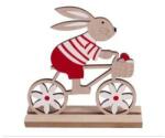 QX Fa dekoráció nyuszi figurával és biciklivel - 16 cm (65712)
