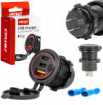 AMiO beépíthető aljzat - USB/Dupla USB-C - vízálló - 12/24V