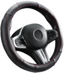  Valódi bőr kormányvédő szellőző lyukacsos piros varrásos mintával - 36-38cm - DW-5505R