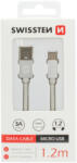 SWISSTEN microUSB adatkábel - 3A - 120cm - ezüst/fehér
