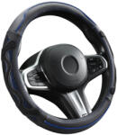  Genuine Leather valódi bőr kormányvédő - 38cm - fekete-kék - DW-5002BL