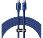 Baseus CRYSTAL SHINE adatkábel (Type-C - Type-C, 100W, PD gyorstöltő, 120cm, cipőfűző) SÖTÉTKÉKCAJY0 (121930)