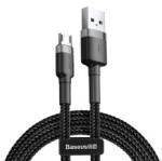 Baseus CAFULE adatkábel (USB - microUSB, 2.4A, gyorstöltő 3.0, 100cm, cipőfűző) SZÜRKE/FEKETECAMKLF-