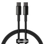 Baseus TUNGSTEN GOLD adatkábel (Type-C - Type-C, 100W, PD gyorstöltő, 200cm, törésgátló) FEKETECATWJ