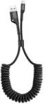 Baseus adatkábel (USB - lightning, 2A, 100cm, spirálkábel) FEKETECALSR-01