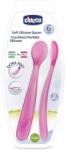 Chicco Soft Silicone kiskanál 6m+ Pink 2 db