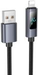 hoco. 2, 4A kijelzős USB-A - Lightning kábel 1 m fekete