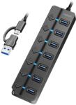LogiLink USB 3.2 Gen1 hub 7 ports on/off switch fekete (UA0420)