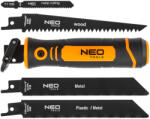 NEO TOOLS Kézifűrész szett univerzális befogóval, 4 db lappal, dekopír és orrfűrész lapokhoz (44-650) - olaj