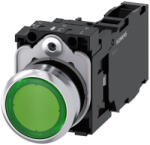 Siemens 3SU1152-0AB40-1FA0 komplett világító nyomógomb, zöld, 24VAC/DC, 1NO+1NC, fém, csavaros Sirius (3SU11520AB401FA0)