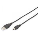 ASSMANN USB 2.0 Csatlakozókábel [1x USB 2.0 dugó, A típus - 1x USB 2.0 dugó, mini B típus] 1.80 m Fekete Kerek, Kettős árnyékolás (DB-300130-018-S)