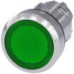 Siemens 3SU1051-0AB40-0AA0 világító nyomógombfej, zöld, fém Sirius (3SU10510AB400AA0)