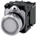 Siemens 3SU1152-0AB70-1BA0 komplett világító nyomógomb, átlátszó, 24VAC/DC, 1NO, fém, csavaros Sirius (3SU11520AB701BA0)