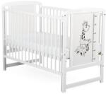 BabyNeeds Patut din lemn cu laterala culisanta BabyNeeds Timmi Girafa 120x60cm White (BOTIMG03AL)
