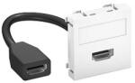 OBO Modul 45 HDMI csatl. aljz. kábellel hüvely-hüvely, hófehér 45x45mm 6104826 (6104826)