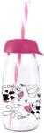 Solmazer IRIS Cow & Milk üveg palack szívószállal 250ml, rózsaszín 111722-013P