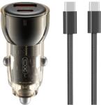 XO autós töltő CC60 60W 1x USB 1x USB-C fekete + USB-C - USB-C kábel