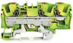 Wago 2206-1307 3 vezetékes földelő sorkapocsnyomógombbal 6 mm2, zöld-sárga (2206-1307)