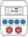 SEZ DK a. s Ipari kombináció: 1 db 32A 5P, 1 db 16A 5P, 4 db VZ 16S. + kismegszakítók 1 db C16/3, 2 db B16/1 ROS 11/I-21 /S (202077) SEZ (1000876300)