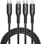 WIWU Wi-046E Starlink Series 3in1 USB-C USB-C / Lightning / microUSB kábel, 60W, 1m, fekete