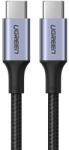 UGREEN US316 USB-C-USB-C töltő- és adatkábel, fonott, 5A, 100W, 2m, szürke