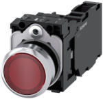 Siemens 3SU1152-0AB20-1FA0 komplett világító nyomógomb, piros, 24VAC/DC, 1NO+1NC, fém csavaros Sirius (3SU11520AB201FA0)