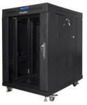 Lanberg 19" 15U Rack Szekrény - LCD, Ventilátor, Kerék - Fekete