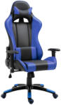 RoHS Gaming Chair Extreme1 szintetikus bőrből, forgatható és dönthető, derék- és nyaktámasszal 67 x 67 x 123-132 cm fekete-kék