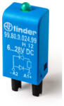 Finder 99.80. 9.220. 99 dugaszolható modul, védődióda (+ az A1-re) + zöld LED-es állapotjelzés, (110. . . 220) V DC (99.80.9.220.99)