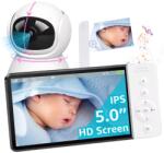  2 az 1-ben WiFi babafigyelő több nézetű audio-video kamerával, VisionHub®, UltraHD/5 éjszakai látás, 355°/90°-os elforgatás, 4X zoom babafigyeléshez, 5000 mAh, mozgásértesítések, hang, hőmér