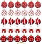 Sersimo Springos Karácsonyfa gömbök 30 db - piros/fehér (CA0866)