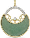  Elegáns Aranyozott Ezüst Medál - Zöld Aventurin, Fehér Topáz