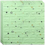 Macvi 200 darabos készlet Öntapadós 3D tapéta, kívülről puha hab, modern design, bármilyen térbe illeszkedik, vízálló, méret 70x77, Macvi®, Zöld csillagok tégla minta