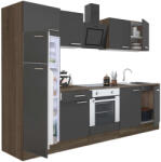 Leziter Yorki 270 konyhablokk yorki tölgy korpusz, selyemfényű antracit front alsó sütős elemmel felülfagyasztós hűtős szekrénnyel (L270YAN-SUT-FF)