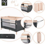 Moni Next Level Utazóágy - 2 szintes, Lehajtható oldalfal - Bézs