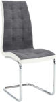 TEMPO KONDELA Étkezőszék, sötétszürke szövet/textilbőr fehér/króm, SALOMA NEW
