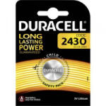 Duracell CR2430 lítium gombelem, 3 V, 285 mA, Duracell BR2430, DL2430, ECR2430, KCR2430, KL2430, KECR2430, LM2430 (DUR030398)