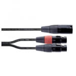 Cordial EY 0, 3 MFF 3-tűs XLR - 2x 3-tűs XLR kábel 0, 3m fekete (14881) (14881)
