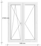 Decco 140x210 Kétszárnyas Erkélyajtó Középen felnyíló + Bukó - Nyíló kivitelben