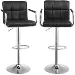 SONGMICS Állítható Magasságú Bárszék Szett Fekete PU Bőr Karfás (LJB93B)