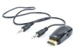 C-TECH HDMI VGA/D-Sub + Jack Átalakító Fekete 3cm CB-AD-HDMI-VGA (CB-AD-HDMI-VGA)