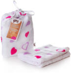 Xkko nagy méretű muszlin pólya/takaró - Rózsaszín szíves (BMB120018)