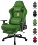  Gamer szék, 3D állítható kartámaszok, valódi bőr, hadseregzöld