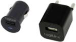 LogiLink USB autós töltő + hálózati adapter fekete (PA0076) (PA0076)