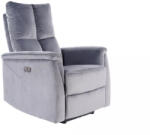 SIGNAL MEBLE Neptun Elektromos Bársony Relax Fotel Szürke USB-csatlakozóval (NEPTUNVSZ)