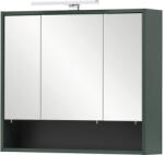 Möbelpartner Dulap baie cu oglindă Kent 70x64 cm PAL verde pădure 3 uşi cu iluminare (151134)