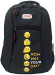 Pigna Ghiozdan gimnaziu PIGNA, , 4 fermoare, Negru, motiv Emoji clasic (EJRS2377-1)