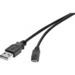 Renkforce USB 2.0 csatlakozókábel, 1x USB 2.0 dugó A - 1x USB 2.0 dugó mikro B, 0, 3 m, fekete, aranyozott, renkforce (RF-4463076)