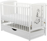 BabyNeeds - Patut din lemn Timmi Girafa 120x60 cm, Cu sertar cu capac, Din lemn de pin si mdf, Stabil si rezistent, Inaltime sal (BOTIMG02AL)