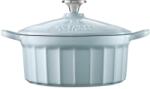Buydeem Cratita cu capac BUYDEEM CP521-WB, 2.9 l, Fonta emailata Albastru deschis